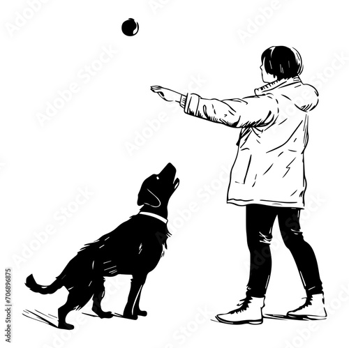 Pet and owner playing fetch