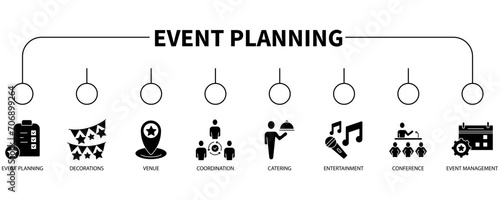 Event planning banner web icon vector illustration concept