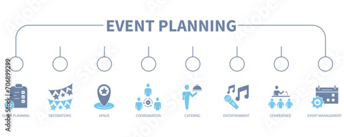 Event planning banner web icon vector illustration concept