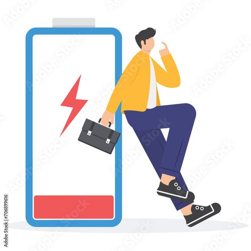 Exhausted and fatigue from hard work, stressed or anxiety from unhealthy work or depression and burnout, low energy or motivation concept,

