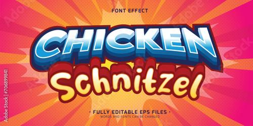 editable vector 3d food menu text effect, colorful font style