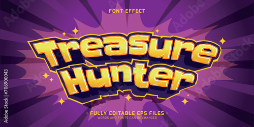 editable vector 3d Treasure hunt fun game text effect