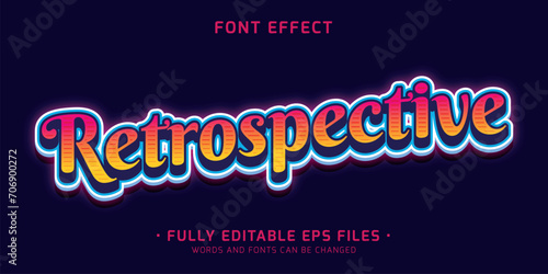 editable vector retro neon style font effect isolated in a dark blue background