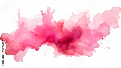 Abstract pink watercolor splash isolated on white background. illustration. Generative AI