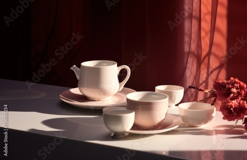 white tea cups on the table