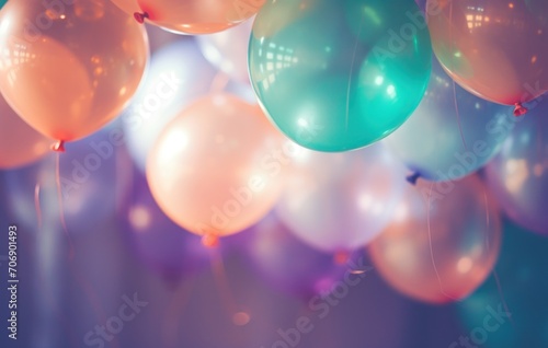 some colorful balloons on background in a table