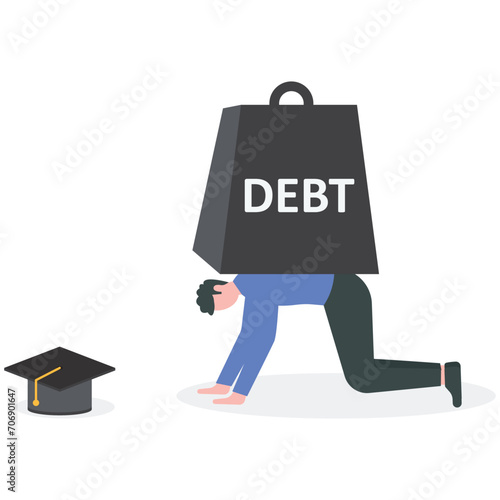Heavy tax burden to pay off, weight or debt problem, bankruptcy or financial problem, government obligation concept, businessman carry heavy weight with the word TAX.

