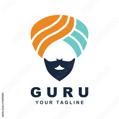 guru logo icon design vector illustration. logo suitable for man related product, yoga, knowledge and traveling agency