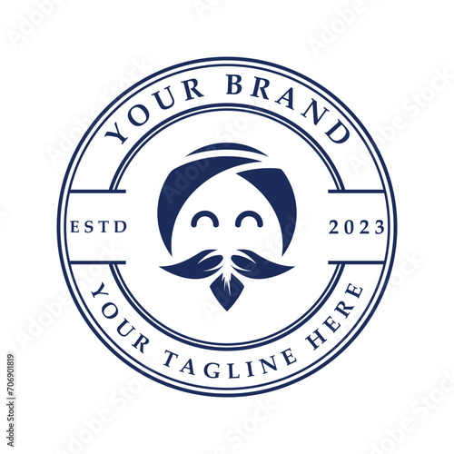 guru logo icon design vector illustration. logo suitable for man related product, yoga, knowledge and traveling agency