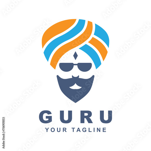 guru logo icon design vector illustration. logo suitable for man related product, yoga, knowledge and traveling agency