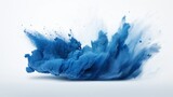 Abstract blue paint splash isolated on white background. 3d render illustration Generative AI