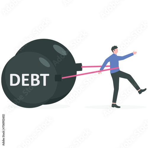 Debt burden, financial obligation or loan payment, heavy load of money failure, mortgage or borrowing money problem concept,

