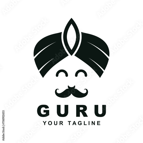 guru logo icon design vector illustration. logo suitable for man related product, yoga, knowledge and traveling agency