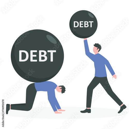 Debt burden, financial obligation or loan payment, heavy load of money failure,

