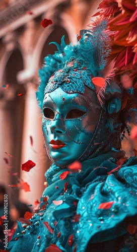 carnival, celebration confetti and masks,