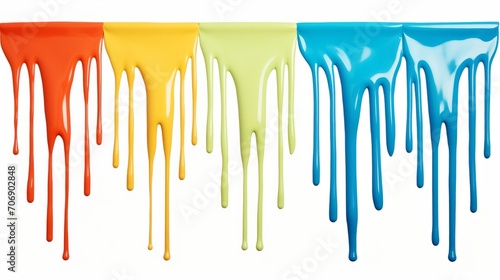 Colorful dripping paint isolated on white background. 3d rendering. Generative AI