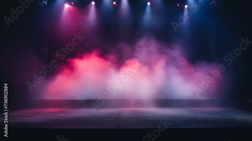 Stage Spotlight with smoke and spotlights, Stage Spotlight with Spotlights, Stage Background Generative AI