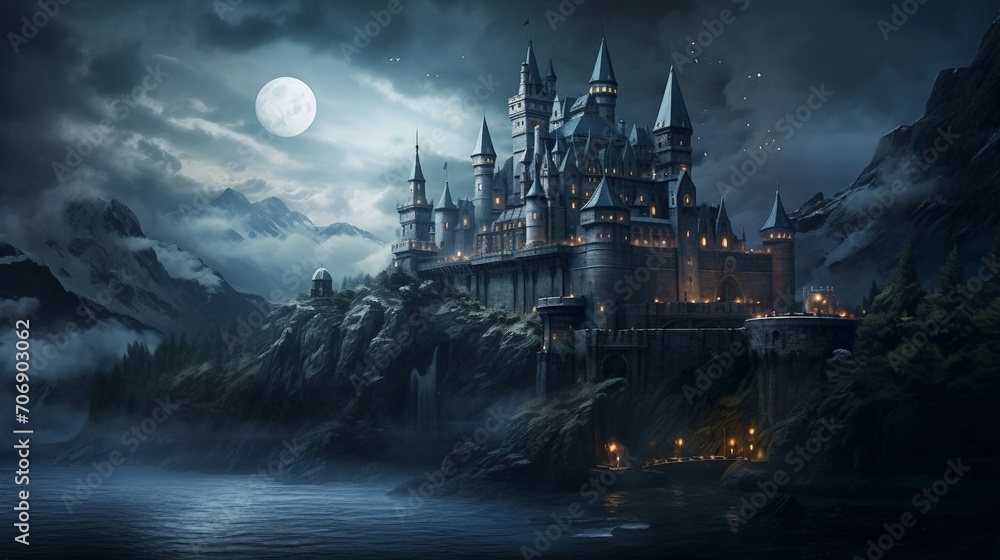 a castle in the middle of the night a castle in the middle of the night