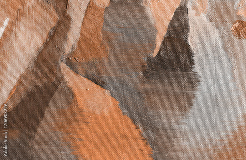 Oil Painting closeup texture background. New trending PANTONE Peach Fuzz colour of 2024 year (ID: 706903229)