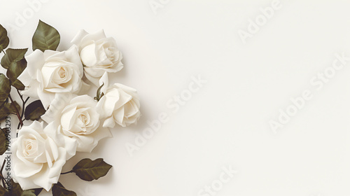 Bouquet of white roses white background