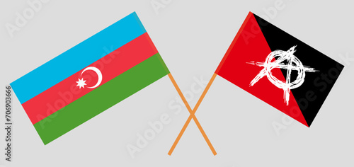 Crossed flags of Azerbaijan and anarchy. Official colors. Correct proportion