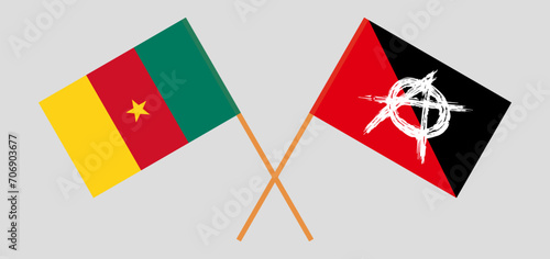 Crossed flags of Cameroon and anarchy. Official colors. Correct proportion