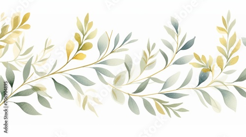 Watercolor seamless pattern with olive branches and leaves. Hand painted illustration. Generative AI