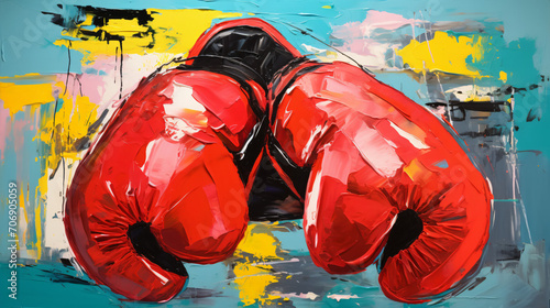 3d boxing glove abstract minimal painting