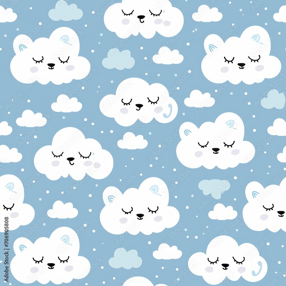 seamless patterns for prints | Snuggly Cloud Critters 2D Minimal Pattern seamless patterns for prints | Snuggly Cloud Critters 2D Minimal Pattern