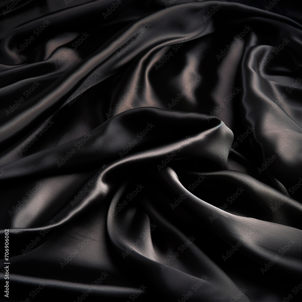Patron de Textura enlosable sin bordes de Tela seda de color Negro - obrazy, fototapety, plakaty 