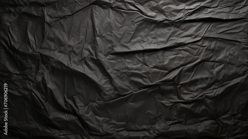 Black crumpled sheet of paper as a background. Texture. Generative AI