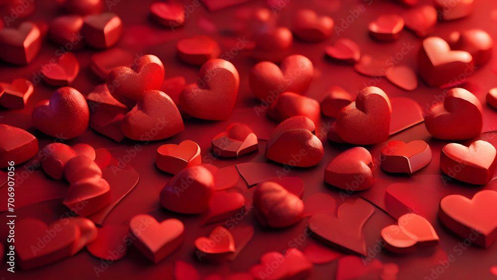 3D red hearts background, valentines day background 3D red hearts background, valentines day background
