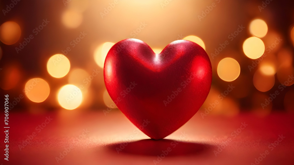 Red heart on blurred background, valentines day