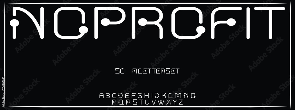 NOPROFIT, Sports minimal tech font letter set. Luxury vector typeface for company. Modern gaming fonts logo design