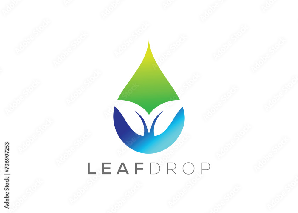 Water drop and Green leaf logo design vector template. Natural water drop vector logo. Fresh water drop logo. Water drop and Green leaf logo design vector template. Natural water drop vector logo. Fresh water drop logo.