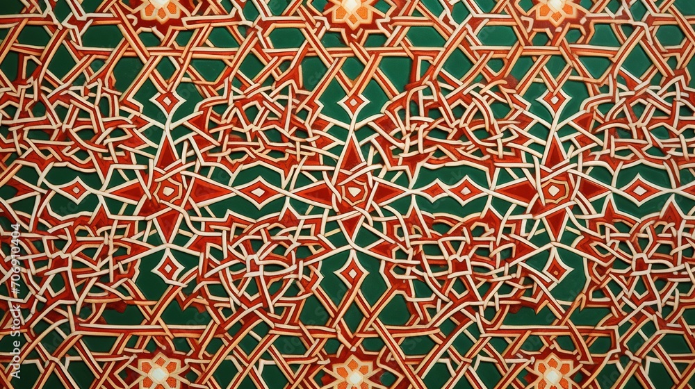 Colorful oriental pattern on the wall in Alhambra, Granada