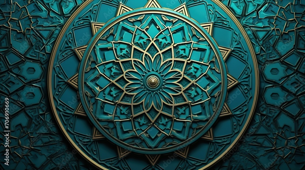 3D illustration of Islamic pattern on blue background for Ramadan Kareem 3D illustration of Islamic pattern on blue background for Ramadan Kareem