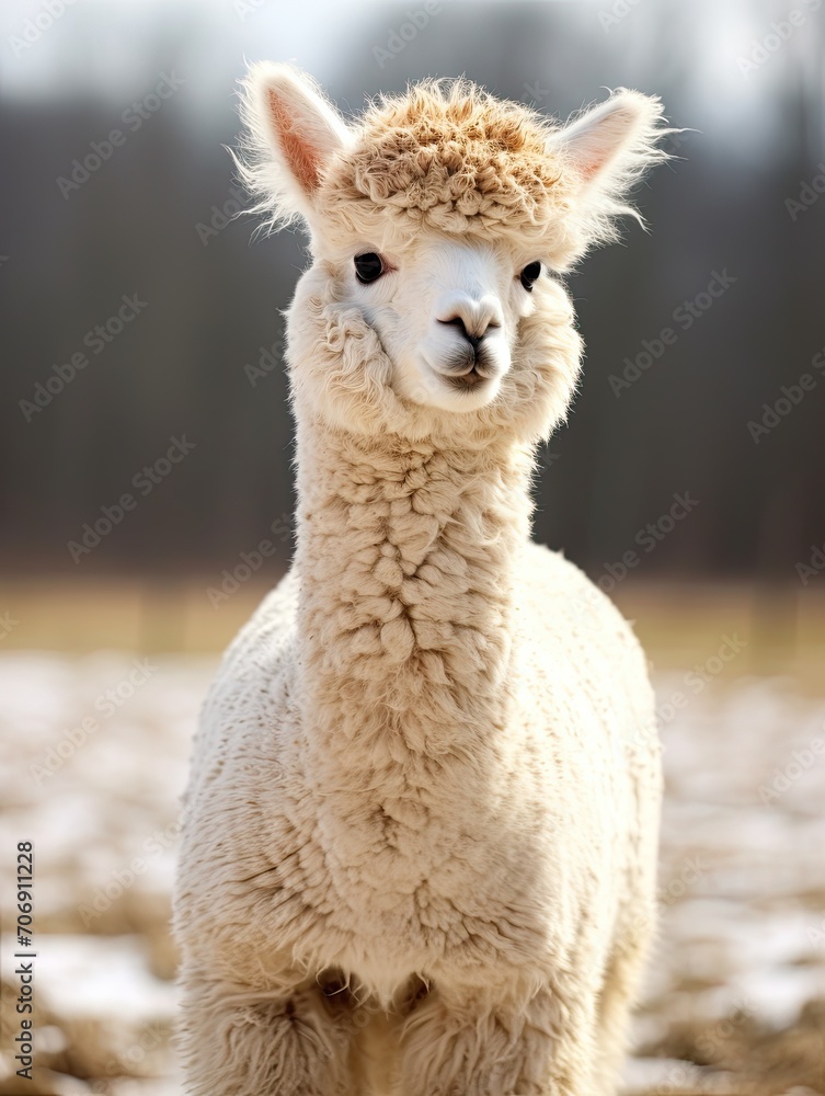 Adorable Baby Alpaca � A Captivating Glimpse into Farm Animal Wonders amidst Scenic Nature