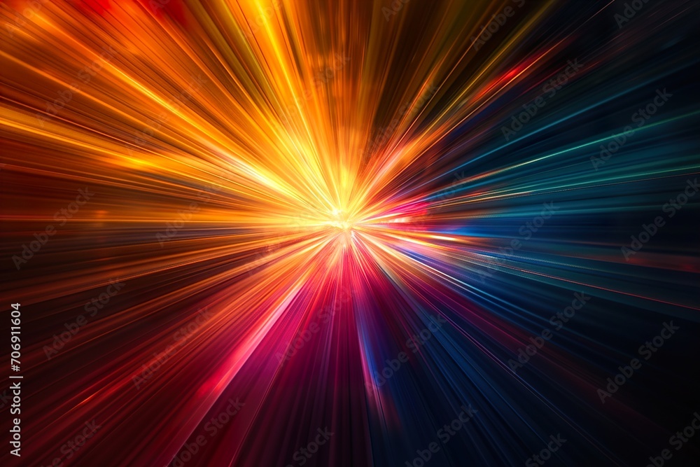 Abstract dark background of light with stripes of colourful rays moving from the center Abstract dark background of light with stripes of colourful rays moving from the center