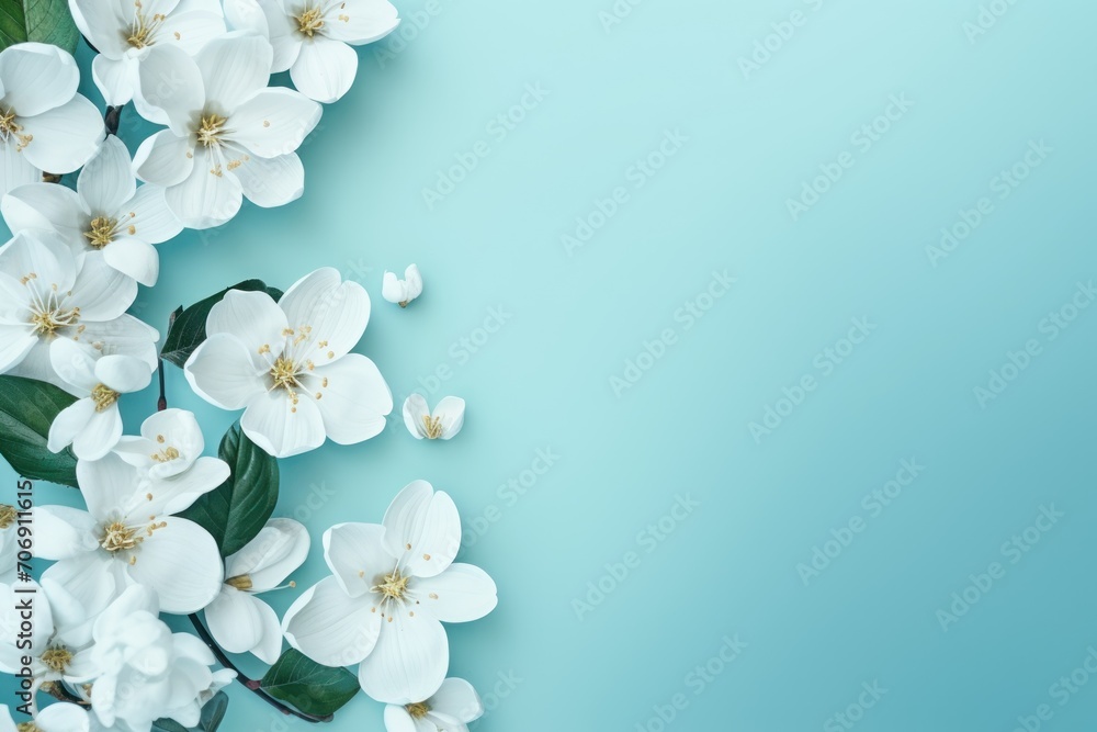 tulips and daffodils on a blue background, fresh flowers with stems on blue background in spring tulips and daffodils on a blue background, fresh flowers with stems on blue background in spring