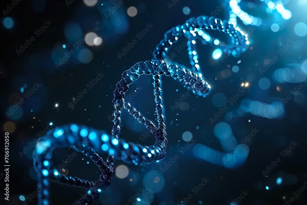3D DNA molecule on dark background 3D DNA molecule on dark background