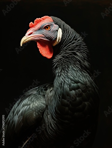 Black Heritage Turkeys Grazing in Serene Pastoral Countryside Farm