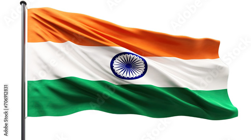 Indian flag isolated on transparent background, Generative ai.