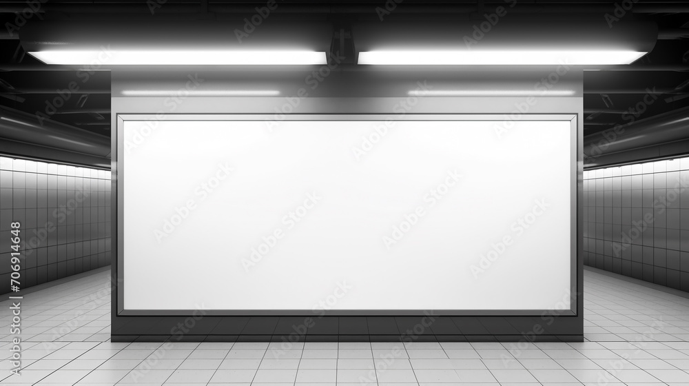 Blank billboard mock up in a public area like subway station, underground. Urban light box inside advertisement metro airport . Blank billboard mock up in a public area like subway station, underground. Urban light box inside advertisement metro airport .