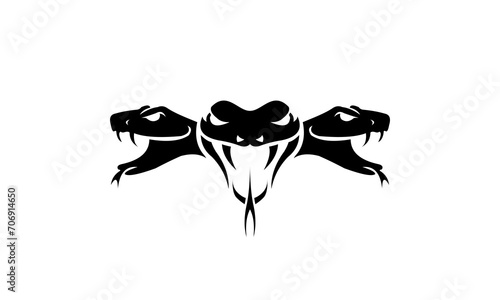  silhouette of a three snake heads