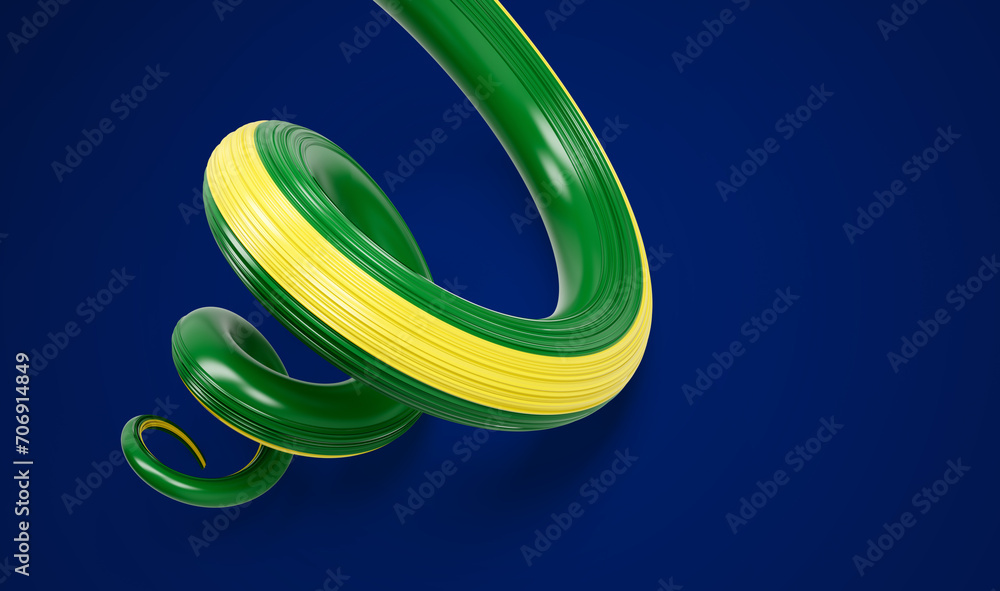 3d Flag of Brazil 3d Spiral Glossy Ribbon Of Brazil Isolated On Blue Background 3d Illustration 3d Flag of Brazil 3d Spiral Glossy Ribbon Of Brazil Isolated On Blue Background 3d Illustration
