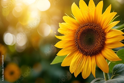 AI generated illustration of a sunflower in full bloom in a field