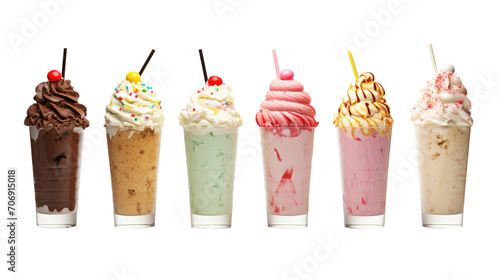 icecream milkshake on white isolated on clear png background and transparent background. food drink and dessert concept for cafe and restaurent, AI generative. photo