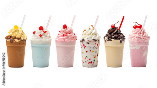 icecream milkshake on white isolated on clear png background and transparent background. food drink and dessert concept for cafe and restaurent, AI generative. photo