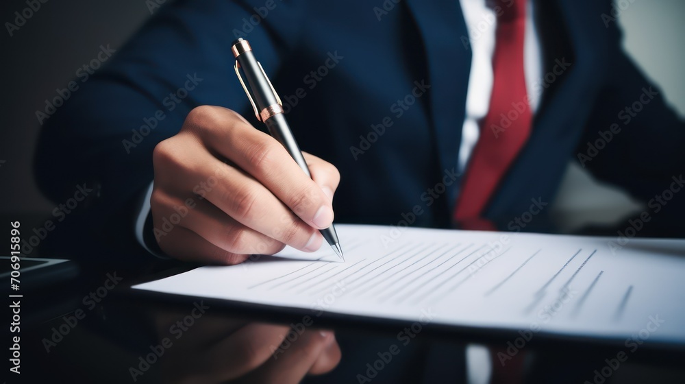 business person signing a document business person signing a document